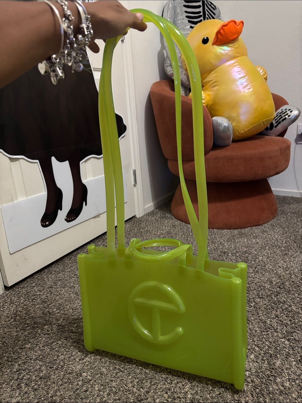 Melissa x Telfar green large jelly shoulder bag purse tote boho collegiate y2k